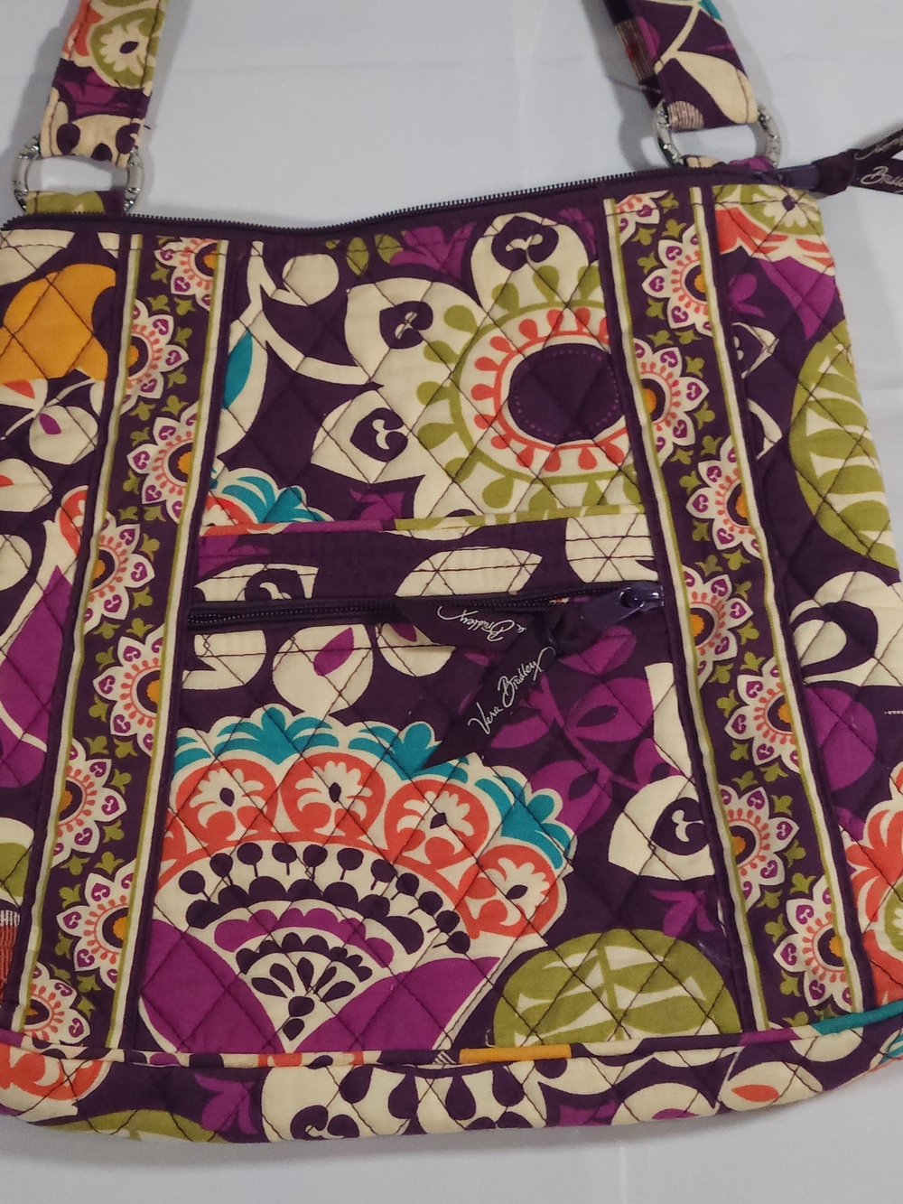 Vera Bradley Purple Quilted Crossbody Bag with Floral Paisley Print - Picture 2 of 7
